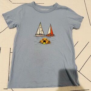 J. Crew Factory Light Blue Tee with Sailboat & Dog Graphic